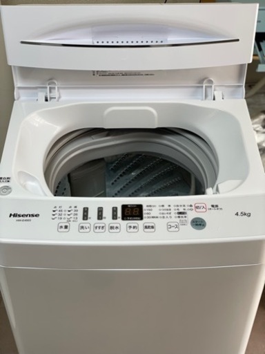 送料・設置込み　洗濯機　4.5kg Hisense 2020年