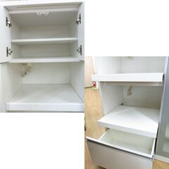 レンジボード 幅120奥行52高さ197㎝ ホワイト 引き戸タイプ キッチン 