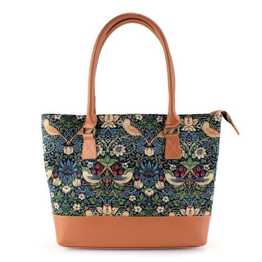 新品 未使用 ウィリアムモリス William Morris トートバッグ 本革 花柄 モダン いちご泥棒 ベストオブモリス ショッピング おしゃれ かわいい ギフト プレゼント