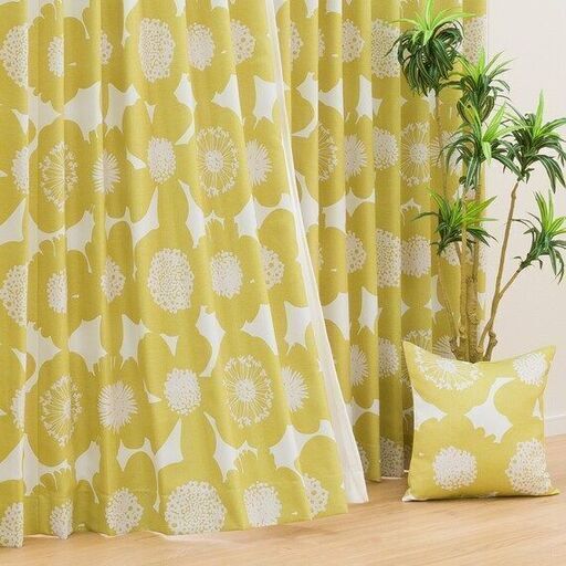 カーテン、ブラインド Yellow Double Folds Curtain