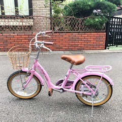 子供用自転車 16インチ  ピンク（サイドスタンド付き）