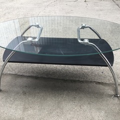 ガラス　楕円形　ローテーブル