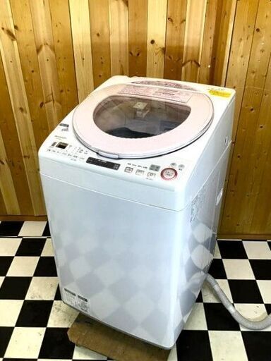 SHARP 全自動洗濯機　ES-TX850-P　2015年製　ピンク　乾燥機能付き　ごみ取りネット新品付属　住まい