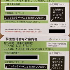 スターフライヤー 株主優待 2枚（その３）