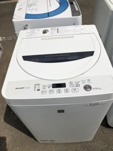 配送可能　SHARP ES-G4E3-KW 全自動 電気洗濯機 4.5kg キーワードホワイト 【大型】