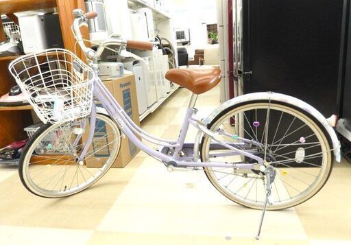 札幌市/清田区 Ricoruna ブリヂストン 自転車 パープル系 22インチ 女児 キッズ自転車 ジュニア自転車