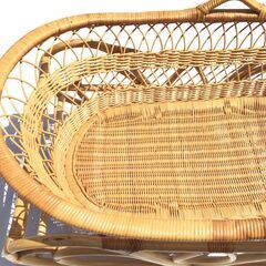□8781□美品□ラタン ゆりかご ベビーベッド バウンサー 籐 ベビー