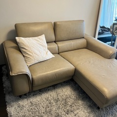 定期40万 本革ベージュ電動リクライニング付ソファ