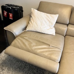 定期40万 本革ベージュ電動リクライニング付ソファ