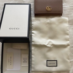 GUCCI◇プチマーモント/カードケース/名刺入れ/レザー/ベージュ
