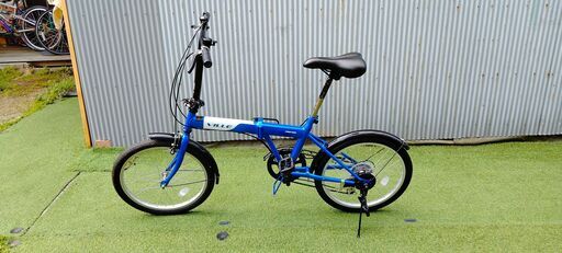 お取引き完了　　　　　　　　　　　折り畳み自転車　２０インチ　青色　外装６段変速　美品　極上品　ライト付き　鍵付き