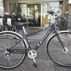 中古自転車２５１３　前後タイヤ新品！　クロスバイク　７００×３５C　６段ギヤ　LEDオートライト　キッキーと音がならない後輪ローラーブレーキ　
錆びにくい部品：ハンドル・リム 中古自転車2513 前後タイヤ新品！ クロスバイク 700×35C 6段