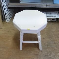 木製　スツール　八角形　白　ホワイト　チェア　椅子
