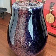 気泡入りガラス 紫花瓶