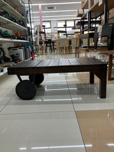 センターテーブル/トロリーテーブル/車輪付き/ヴィンテージ風/幅90センチ