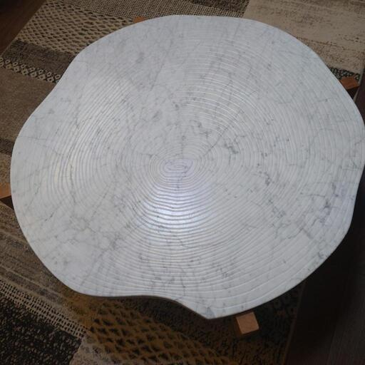 【美品】定価たしか12万程 白 木目調大理石 テーブル