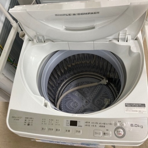 SHARP 洗濯機6.0kg2018年製 USED品