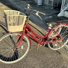 交渉中　自転車　エンジ色　シティサイクル①