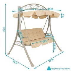 3人掛けガーデンスイングベンチ ブランコ大型