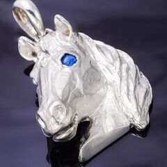 K18WG ラピスラズリ・ダイヤモンド ペンダント (馬/ホースモチーフ