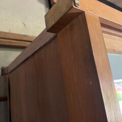 古民家 アンティーク家具 昭和箪笥 収納棚 食器棚 木製 ガラス戸 キャビネット カフェ棚 陶器飾り棚 和製 ヴィンテージ