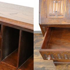 【ヤ取終了1/26】≪W912ジ≫ Jaycee Furniture/ジェイシーファニチャー ライティングビューロー 鍵付き 英国 オーク 木彫刻 デスク/机 インテリア クラシック調