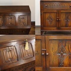 【ヤ取終了1/26】≪W912ジ≫ Jaycee Furniture/ジェイシーファニチャー ライティングビューロー 鍵付き 英国 オーク 木彫刻 デスク/机 インテリア クラシック調