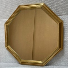 イタリア製　八角形　壁掛け　ミラー　ゴールド
