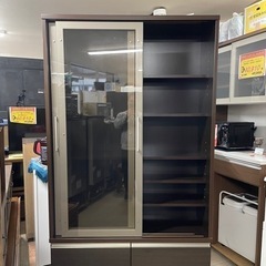 【超美品‼️】定価25万♪ 松田家具 118cm幅リビングボード コレクション キャビネット 多目的棚 書棚 木目調ダークブラウン♪