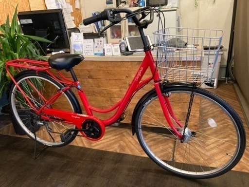 前後タイヤ・チューブ新品！】LEDオートライト 6段変速 26インチ自転車 ...