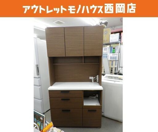 レンジボード 幅100cm 奥行43cm 高さ191㎝ ニトリ ソレル ミドルブラウン 木目調 食器棚 キッチンボード NITORI SORREL 札幌 西岡店