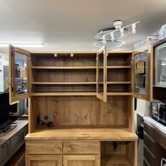 【超美品‼️】定価12万♪ 現行モデル 大川家具(隈木工所) 120cm幅キッチンボード 食器棚 収納家具 木目調ナチュラル♪