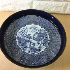 大皿　朝酌窯晴峰　丸皿　山水画　工芸品　