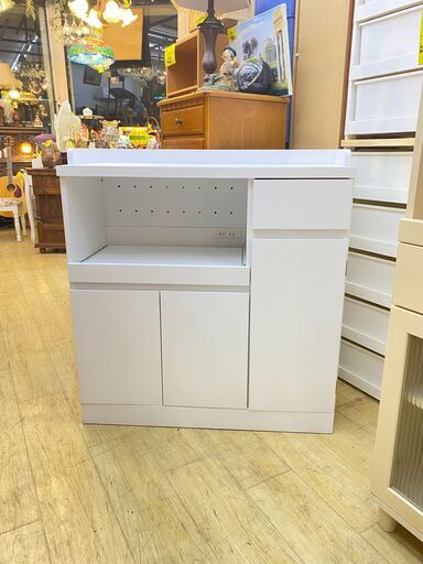 キッチンカウンター レンジボード 幅90cm コンセント2口付き 白 ホワイト ★買取帝国 朝霞店