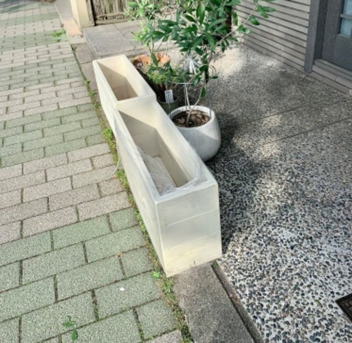 ✦予約済✦1 木製スリムプランター 白 ホワイト1台✦60x19x30cm 容量22L