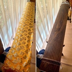 蒔絵】13弦琴 松竹梅図 ＋ 富士一琴柱 セット 全長：192cm ☆保存袋