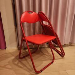折りたたみ パイプ椅子(赤) 1脚、2脚選べます！ 