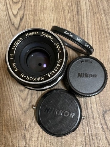 [美品/希少初代キャップ] Nippon Kogaku NIKKOR-H Auto 50mm 1:2/Nikon/フィルター付き