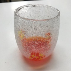 K2304-606 琉球ガラス 泡花見グラス オレンジ色 210㎖