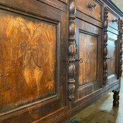 英国クラシック様式 アンティークチェスト  キャビネット サイドボード 鍵付き ●E024W009