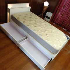 オシャレなシングルベッド マットレス&引き出し付き