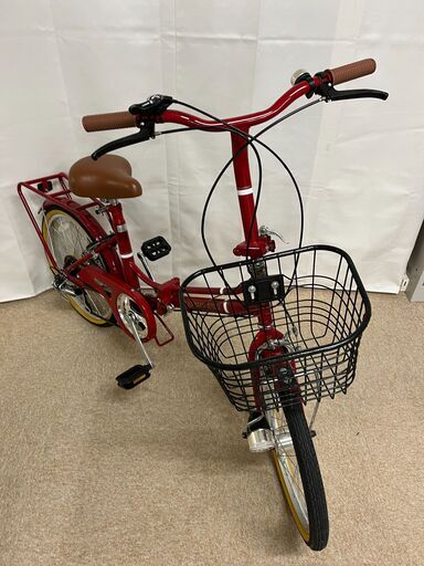 【北見市発】キャプテンスタッグ CAPTAIN STAG 折りたたみ自転車 CS20011532 6段ギア 20インチ レッド (E1533kxwY)