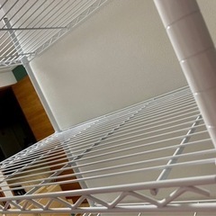 美品】ホームエレクターワイヤーシェルフホワイト4段セット【直接引取】