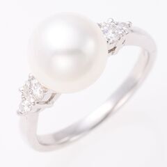 Pt900 アコヤ真珠・ダイヤモンド リング 品番r21-419