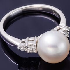 Pt900 アコヤ真珠・ダイヤモンド リング 品番r21-419