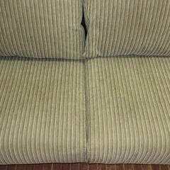 ss4974　ソファー　2人掛け　ダークブラウン×グリーンストライプ　木枠　布張り　ソファ　2P　2シーター　こげ茶　緑系　クッション　木製　肘掛け付き　椅子　座面広い　広め　ワイド　深い