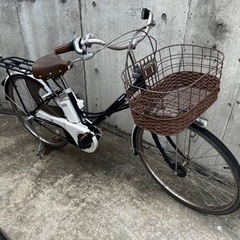 Panasonic電動自転車(紺色、後輪パンク)