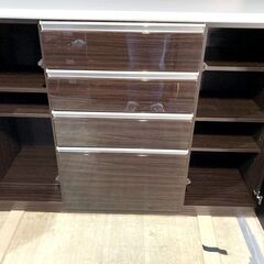 幅140㎝　高さ　205㎝　キッチンボード　食器棚　ダークブラウン　ソフトクローズ