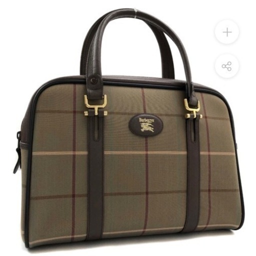 バーバリー Burberrys ハンドバッグ チェック柄 ブラウン BURBERRY ノバチェック　ボストン　キャンバス　ゴールド