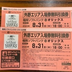 取引中！ソフトバンク　対　オリックス　8/31 野球チケット　２...